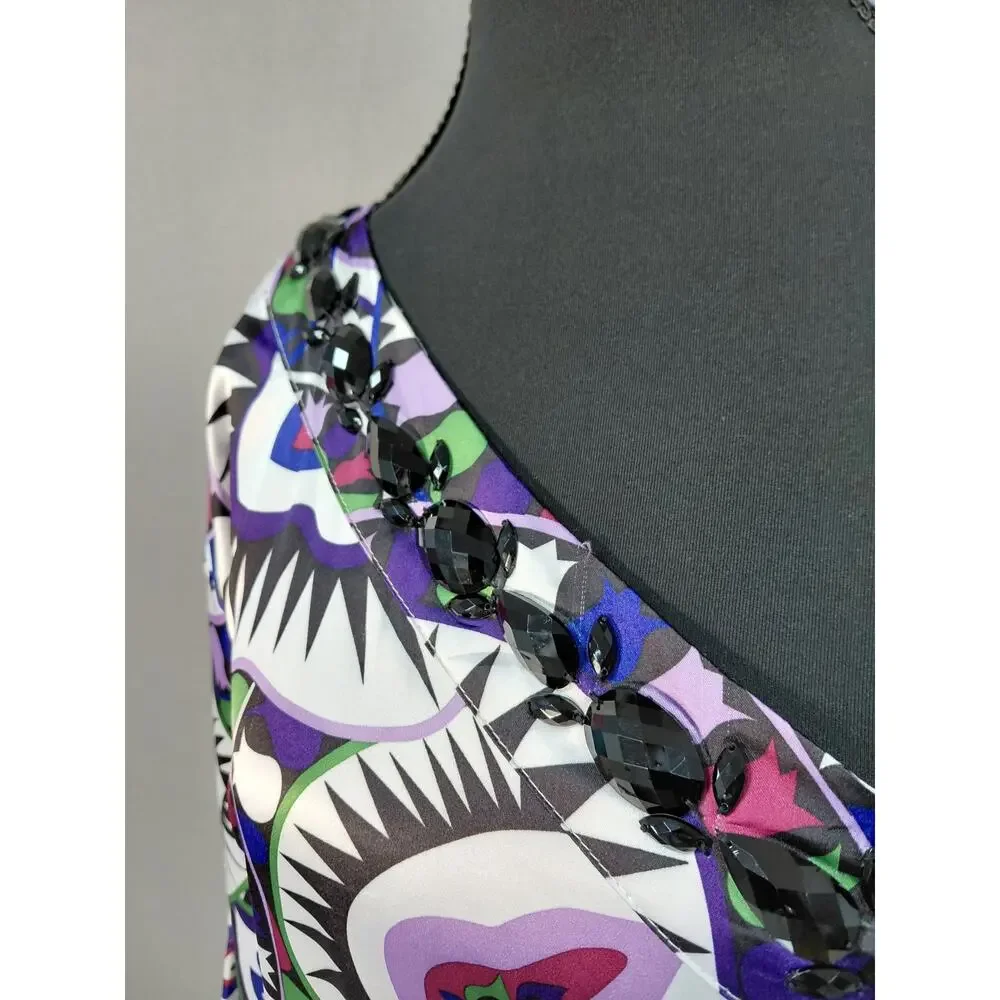 Rachel Lynn Polyester Blend Multicolor Short Graphic Print Dress Women Size M